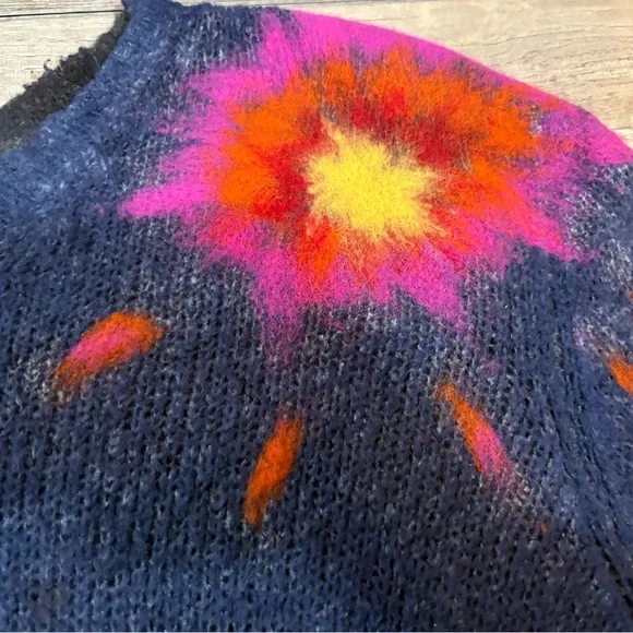 Avant Toi Italian Distressed Knit Sweater Paint Splatter Made in Italy Size L